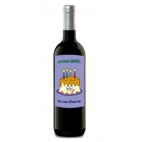 Botella de vino "TARTA DE CUMPLEAÑOS"