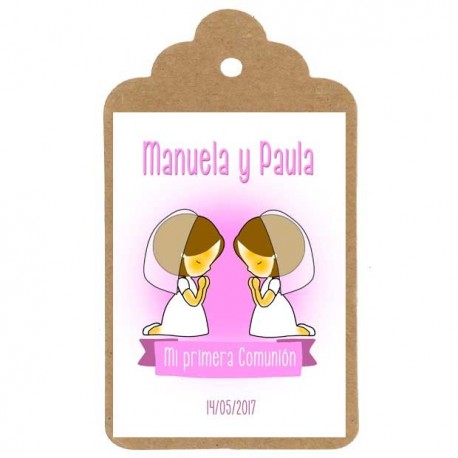 Etiqueta comunión "Mellizas o gemelas"