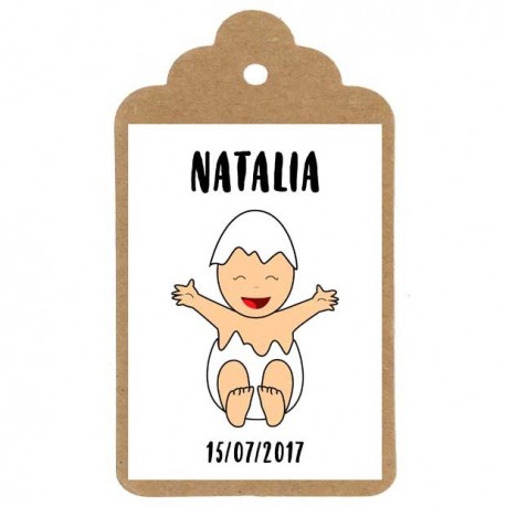 Etiqueta bautizo "Salgo del huevo"