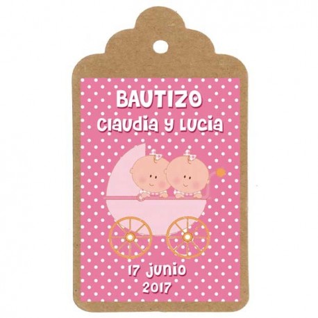 Etiqueta bautizo "BAUTIZO MELLIZOS O GEMELOS"
