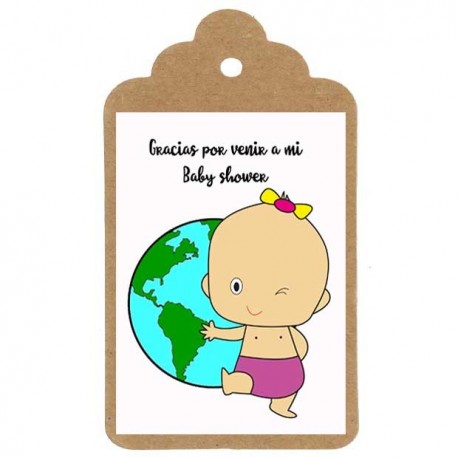 Etiqueta baby shower "BIENVENIDA AL MUNDO"