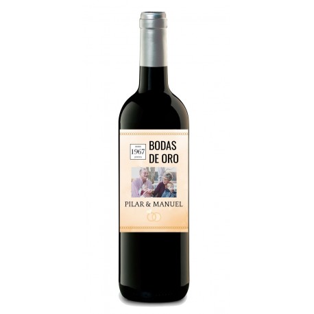Botella de vino "Bodas de Oro"