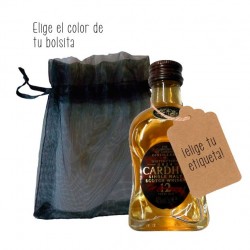 Whisky Cardhu botellita con etiqueta personalizada y bolsita