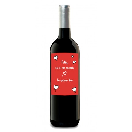 Botella de vino "San Valentin, te quiero"