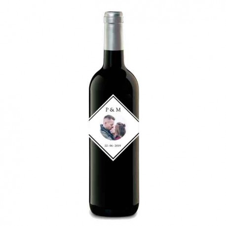 Botella de vino personalizada "BODA MINIMALISTA"