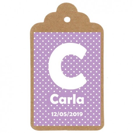 Etiqueta comunión "Inicial Lunares"