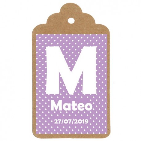 Etiqueta bautizo "Bautizo inicial lunares"