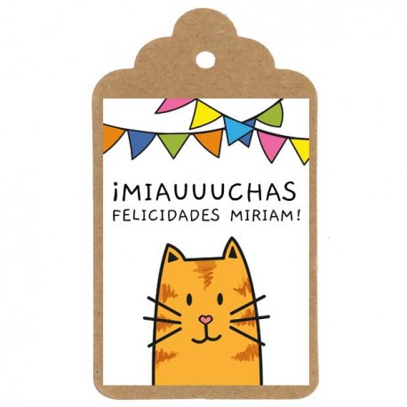 Etiqueta cumpleaños "CUMPLEAÑOS GATO"