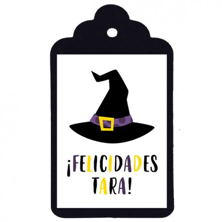 Etiqueta cumpleaños "Felicidades brujita"