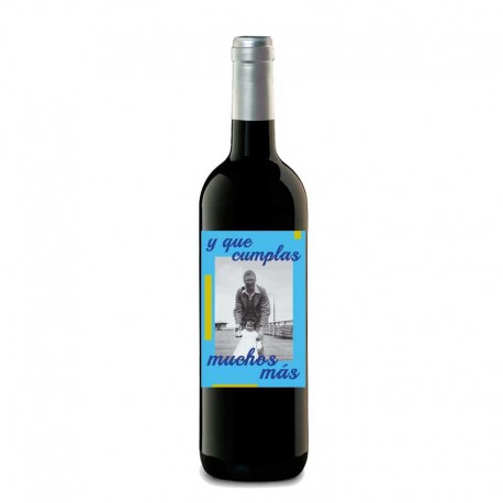 Botella de vino personalizada "QUE CUMPLAS MUCHOS MÁS"