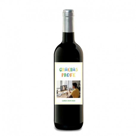 Botella de vino personalizado "Gracias profe"