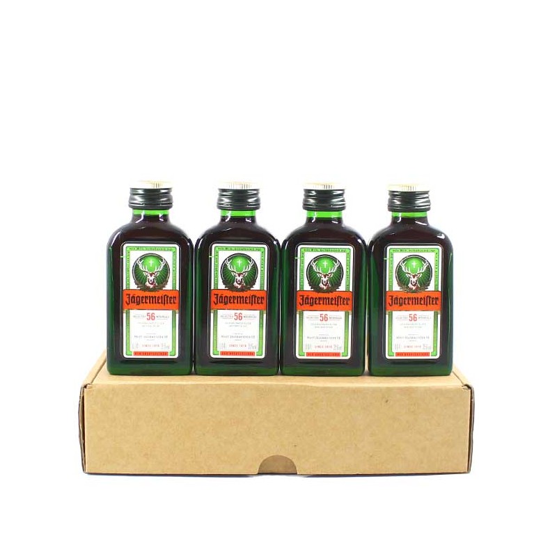 Caja Regalo Personalizada 4 Mini Botellas Jägermeister para Boda