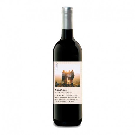 Botella de vino personalizado "DEFINICIÓN AMISTAD"