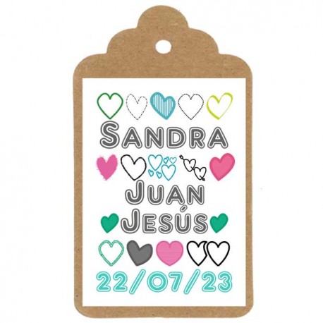 Etiqueta boda "Corazón de caramelo"