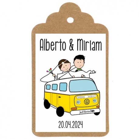 Etiqueta boda "Caravana hippie"