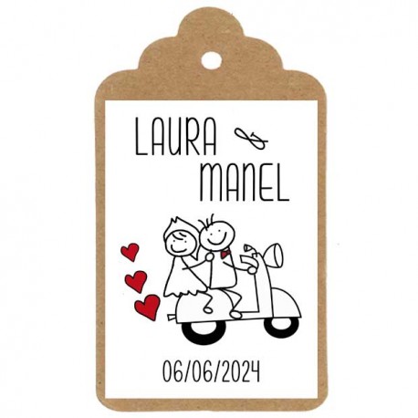 Etiqueta boda "AMOR MOTORIZADO"