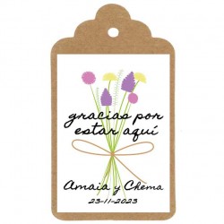 Etiqueta boda "GRACIAS POR ESTAR AQUÍ"