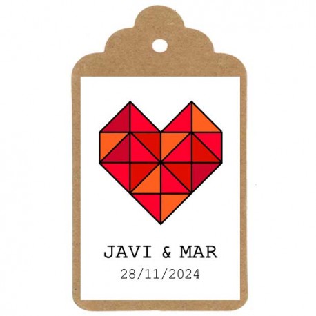 Etiqueta boda "Corazón geométrico"