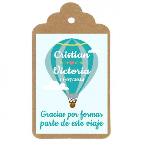 Etiqueta boda "AMOR EN GLOBO"