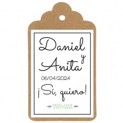 Etiqueta boda "SÍ QUIERO"