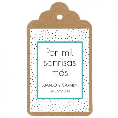 Etiqueta boda "POR MIL SONRISAS MÁS"