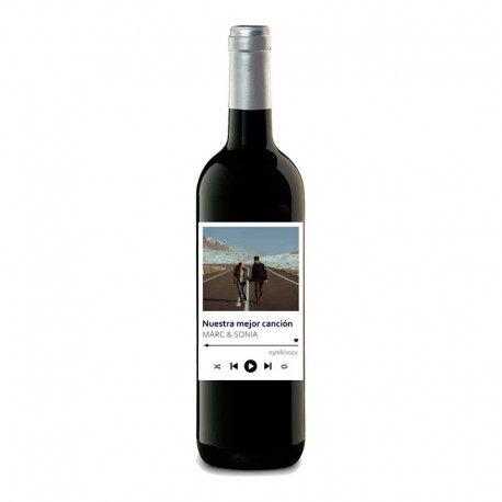 Botella de vino personalizada "Canción de spotify"