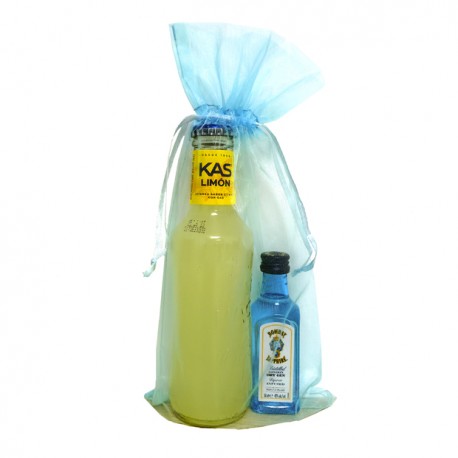 KIT GINKAS: Ginebra Bombay Sapphire y Kas limón o naranja