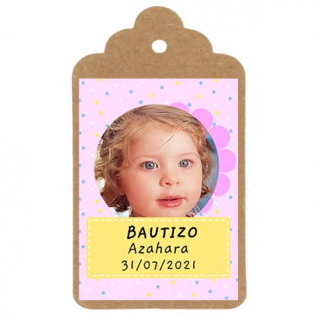 Etiqueta Bautizo "Niña foto"