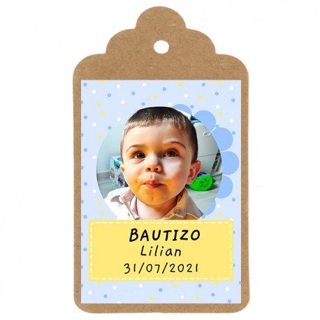 Etiqueta Bautizo "Niño foto"