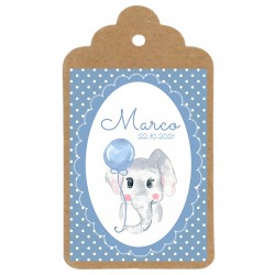 Etiqueta Bautizo "ELEFANTE PUNTOS"