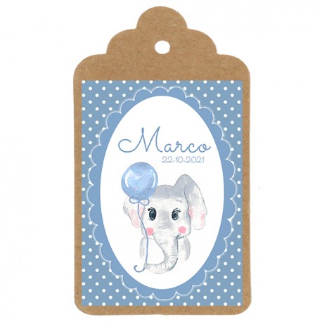 Etiqueta Bautizo "ELEFANTE PUNTOS"