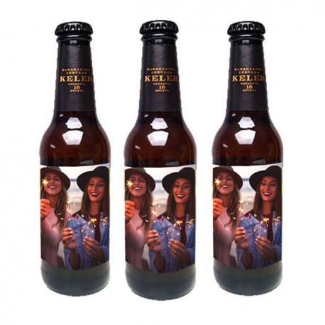 Cerveza personalizada con foto botellin de regalo