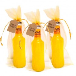 refresco naranja con etiqueta personalizada para comunion