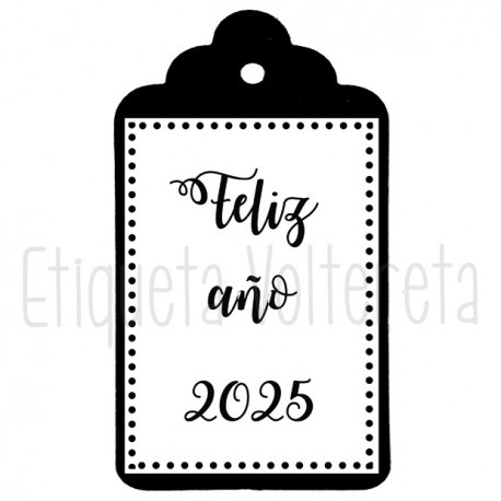 feliz año 2025 etiqueta felicitacion regalo navidad 