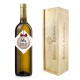 botella vino blanco feliz 2026 con caja de madera regalo