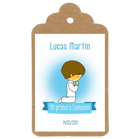 Etiqueta mi primera comunion niño diseño personalizado