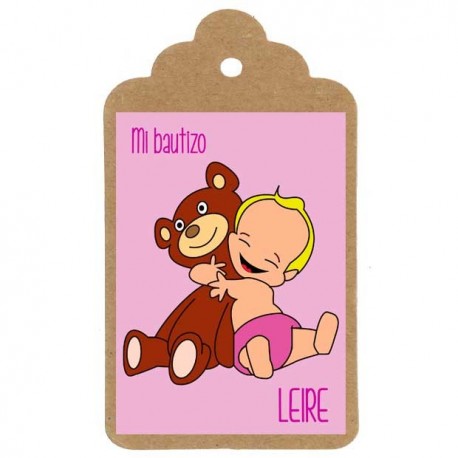 ETIQUETA BAUTIZO "Osito amoroso niña"